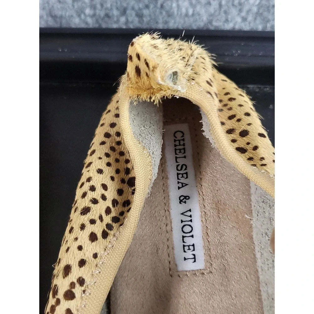 Chelsea Violet Calf Hair Ballet Flats Sz 8M‎ Leopard Cow Animal Print Slip On